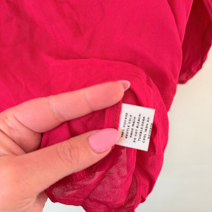 Turet Knuefermann Hot Pink Open Back 3/4 Sleeve Top