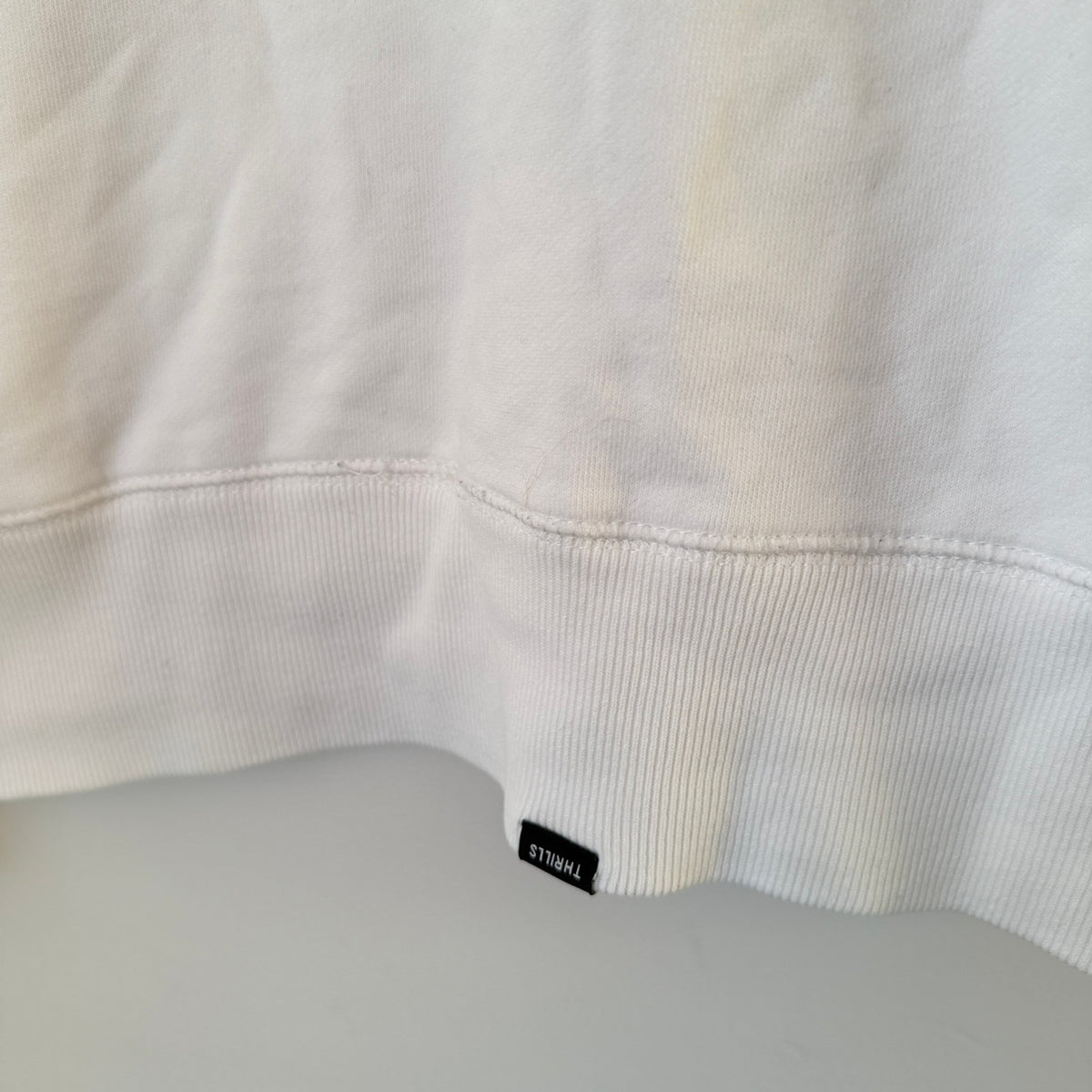 Thrills White Embroidered Logo Crew Sweatshirt Size S