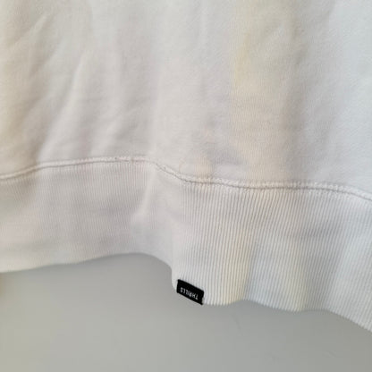Thrills White Embroidered Logo Crew Sweatshirt Size S