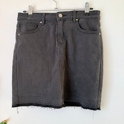 Seed Teen Washed Black Denim Raw Hem Mini Skirt Size 16