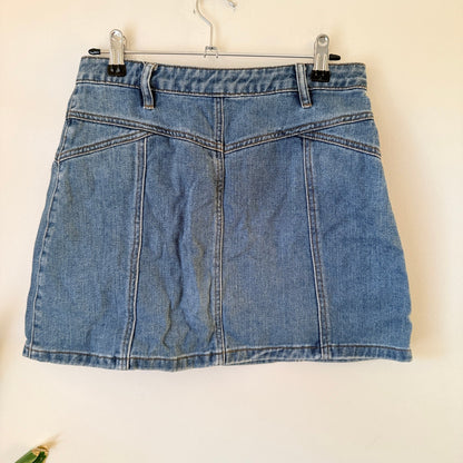 Glassons Mid Wash Denim Button Front Mini Skirt Size 8