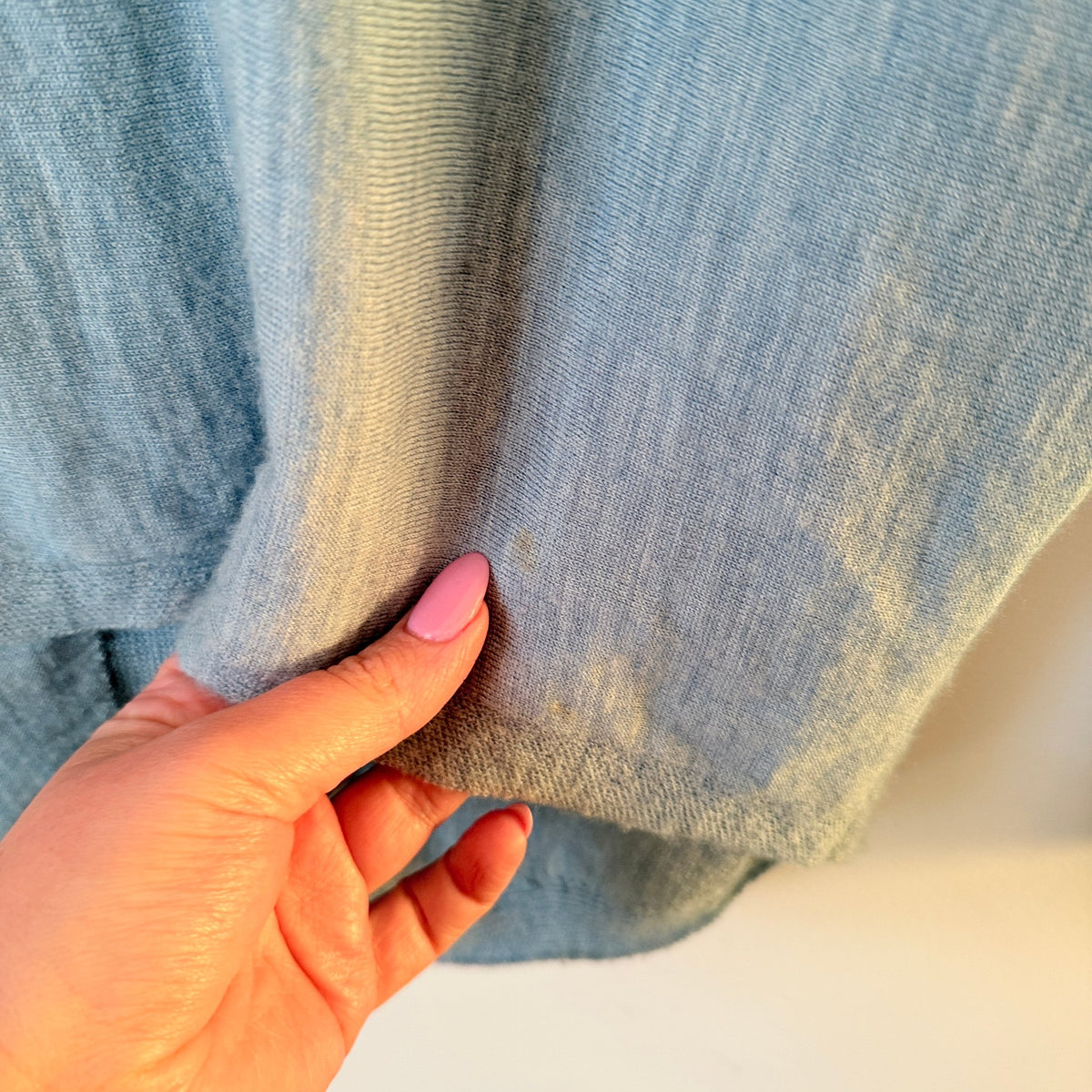 Max Light Blue Merino Wool Split Back Jumper Size XS