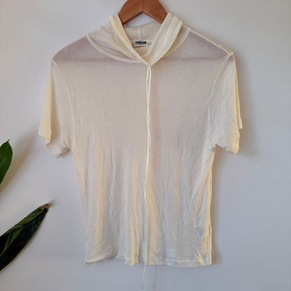 Theilma Cream Short Sleeve Tencel Wool Top Size F | U/Arm to U/Arm 43cm