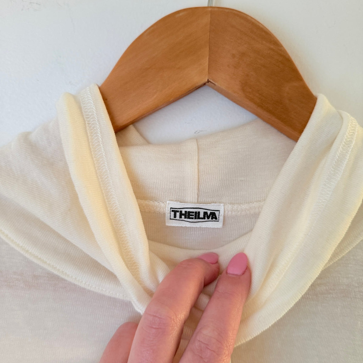 Theilma Cream Short Sleeve Tencel Wool Top Size F | U/Arm to U/Arm 43cm