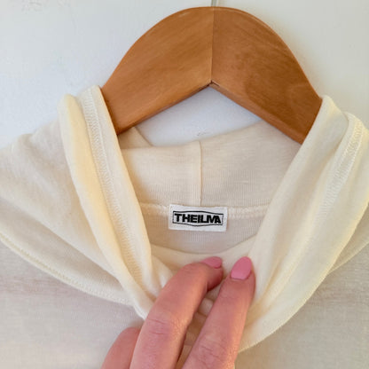 Theilma Cream Short Sleeve Tencel Wool Top Size F | U/Arm to U/Arm 43cm