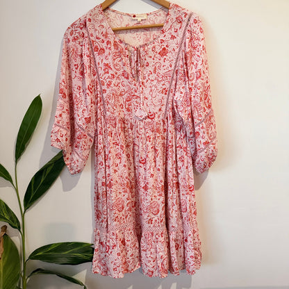 Whistle Paisley Print Tiered Smock Dress Size 10