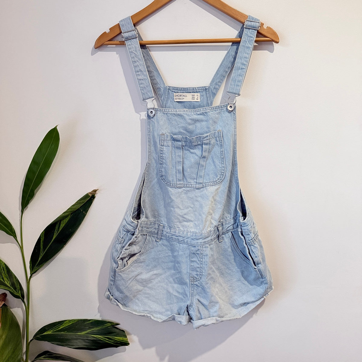 Cotton On Light Wash Denim Shortall Overalls Size 10