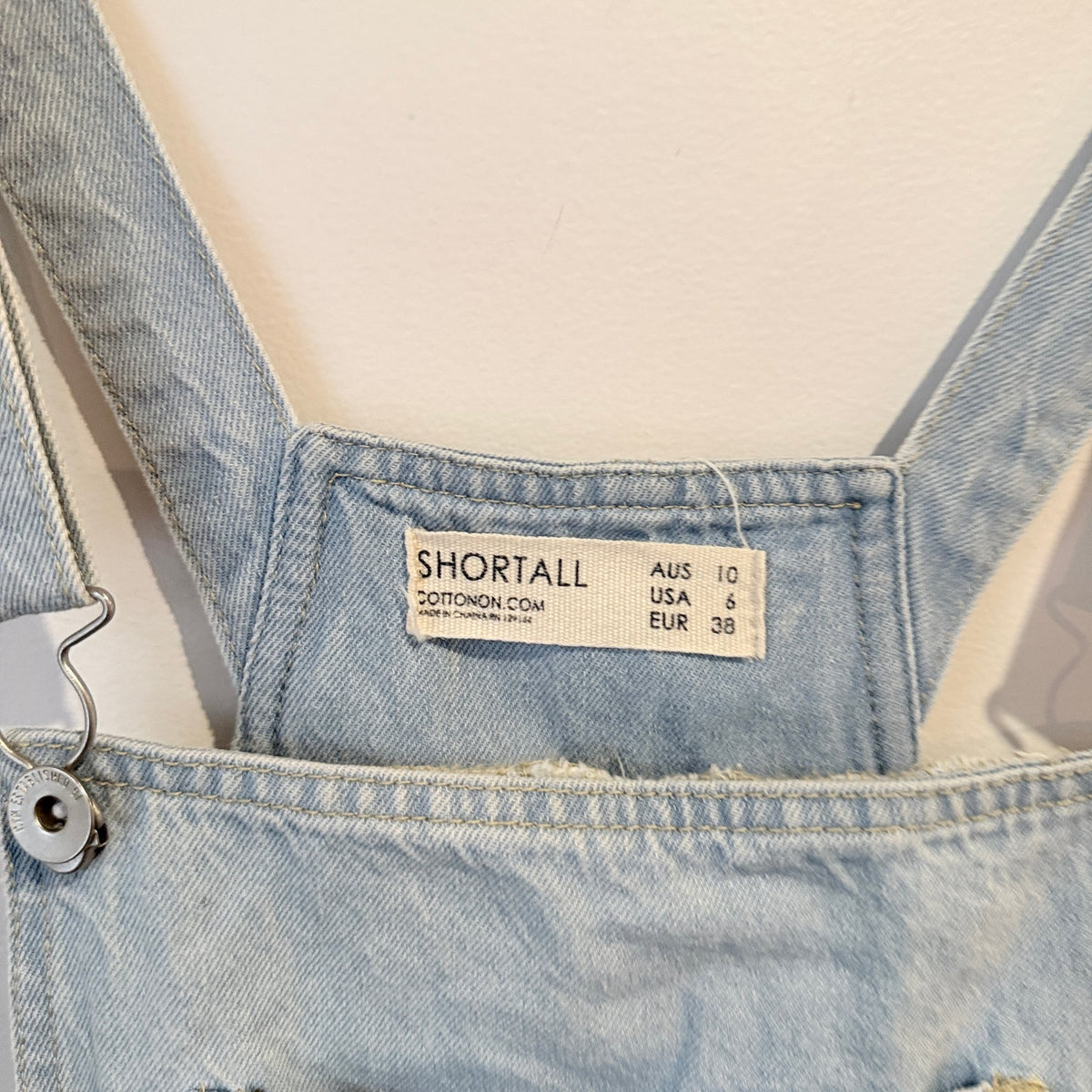 Cotton On Light Wash Denim Shortall Overalls Size 10