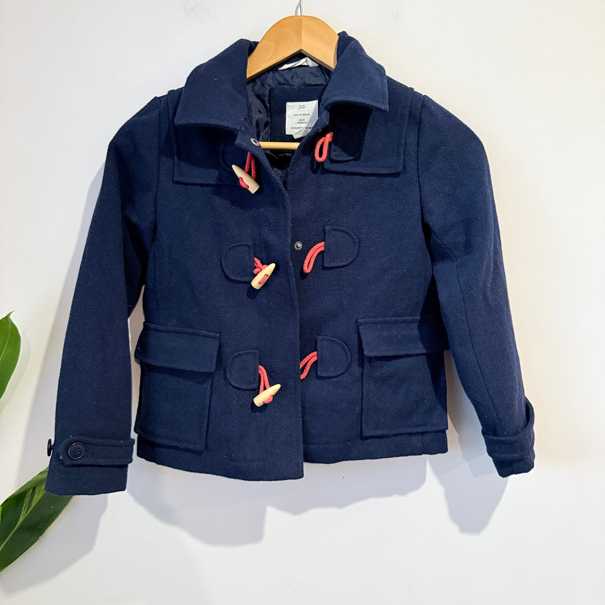 Country Road Kids Navy Wool Blend Duffle Coat Size 8