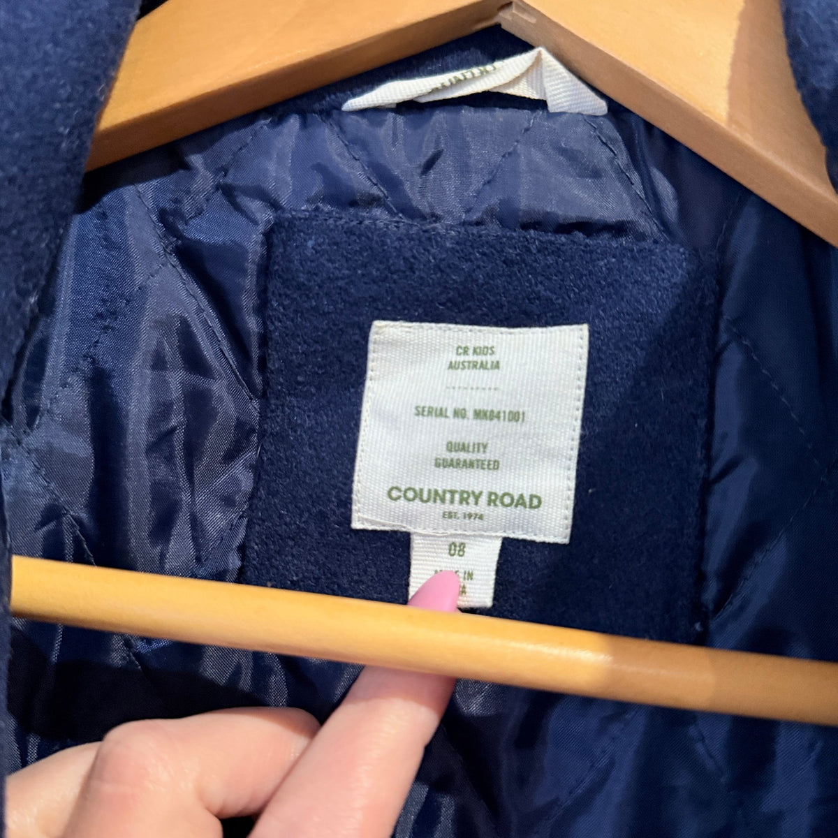 Country Road Kids Navy Wool Blend Duffle Coat Size 8