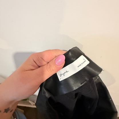 Supré Black Faux Leather Pleated Mini Skirt Size L | Waist 88cm