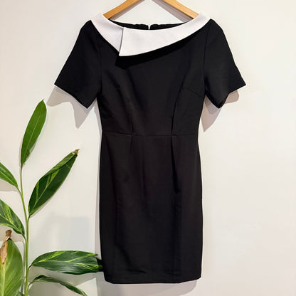 Marant Black Shift Dress with White Collar Size S | U/Arm to U/Arm 38cm