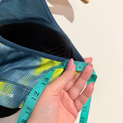 Adidas Climacool Teal & Lime Print Sports Bra Size M | U/Arm to U/Arm 40cm