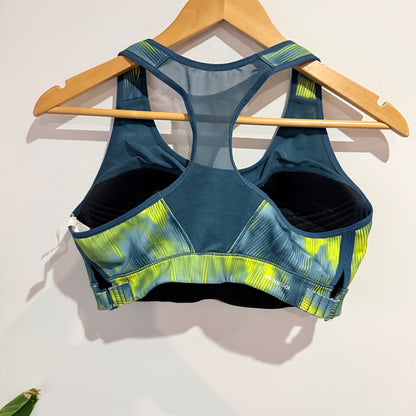 Adidas Climacool Teal & Lime Print Sports Bra Size M | U/Arm to U/Arm 40cm
