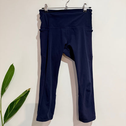 Lorna Jane Navy 3/4 Tights with Side Pockets Size Waist 68cm