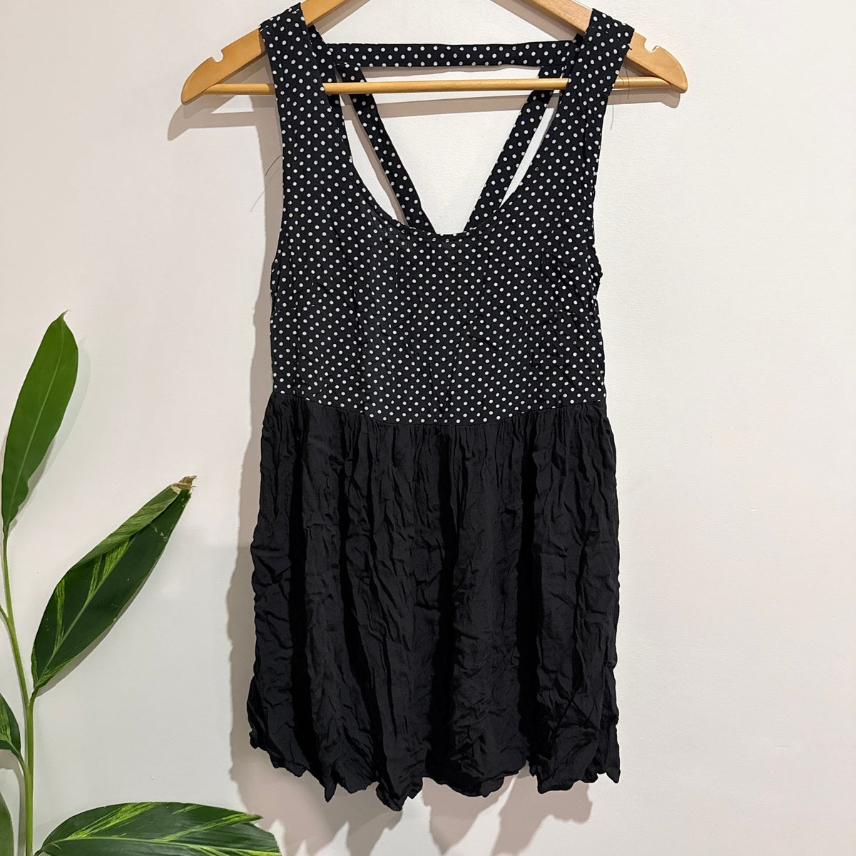 Jorge Black Polka Dot Racerback Babydoll Dress Size 10