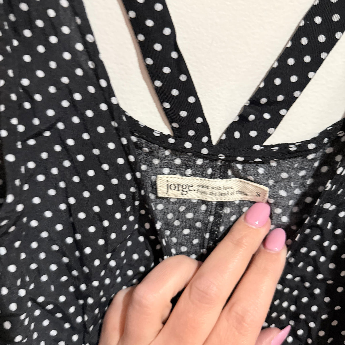 Jorge Black Polka Dot Racerback Babydoll Dress Size 10