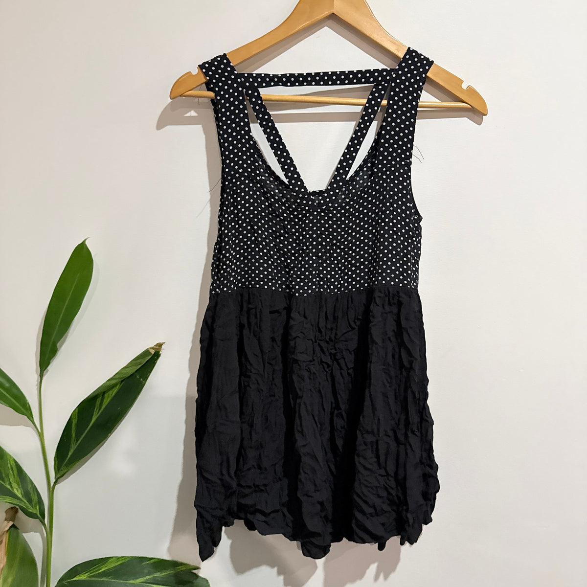 Jorge Black Polka Dot Racerback Babydoll Dress Size 10