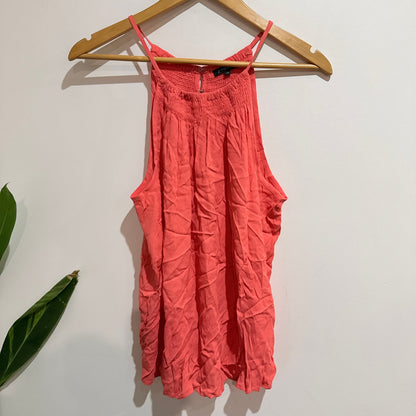 Storm Coral Halter Neck Smocked Top Size 12