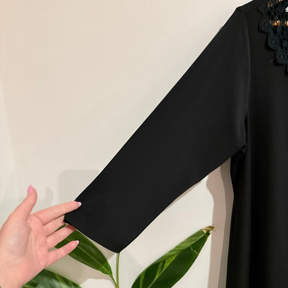 Millers Black Embellished Crochet Neck 3/4 Sleeve Top Size 12