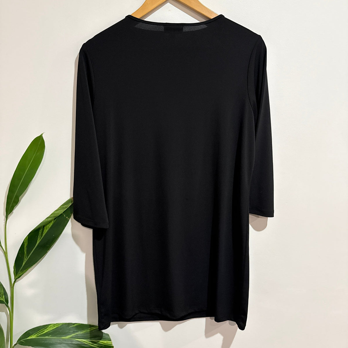 Millers Black Embellished Crochet Neck 3/4 Sleeve Top Size 12