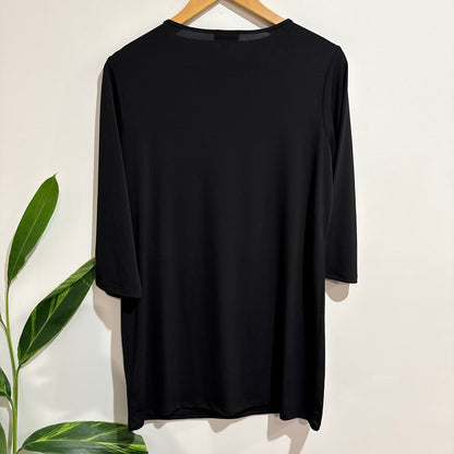 Millers Black Embellished Crochet Neck 3/4 Sleeve Top Size 12
