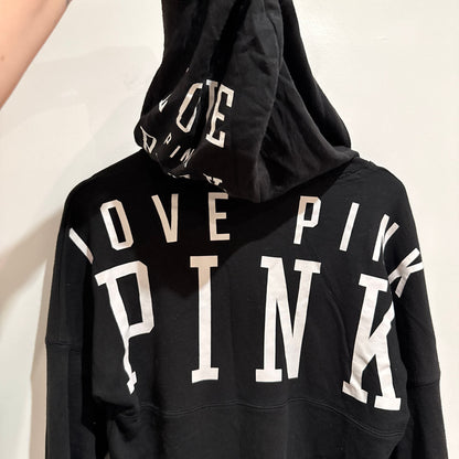 Victoria's Secret PINK Black Logo Hooded Top Size XS