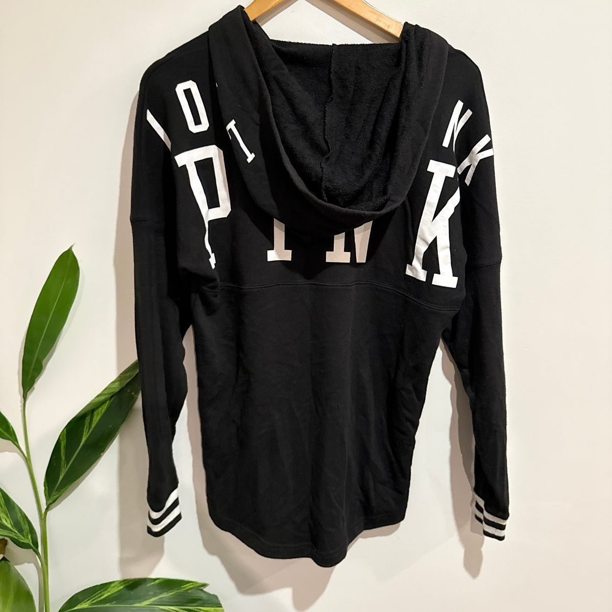 Victoria's Secret PINK Black Logo Hooded Top Size XS