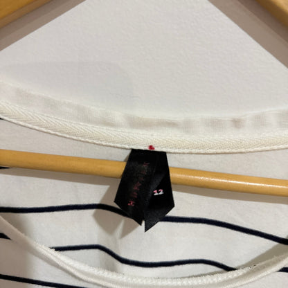 Huffer White & Navy Stripe Oversized Long Sleeve Top Size 12