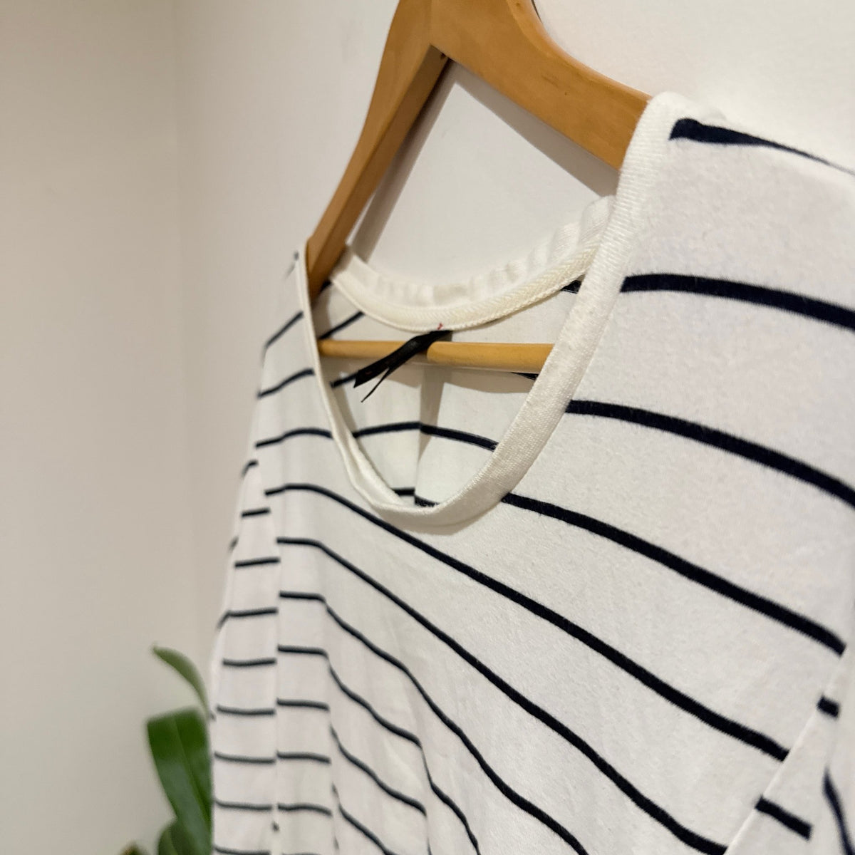 Huffer White & Navy Stripe Oversized Long Sleeve Top Size 12