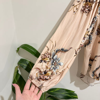 Witchery Blush Floral Print Satin Blouse Size 10