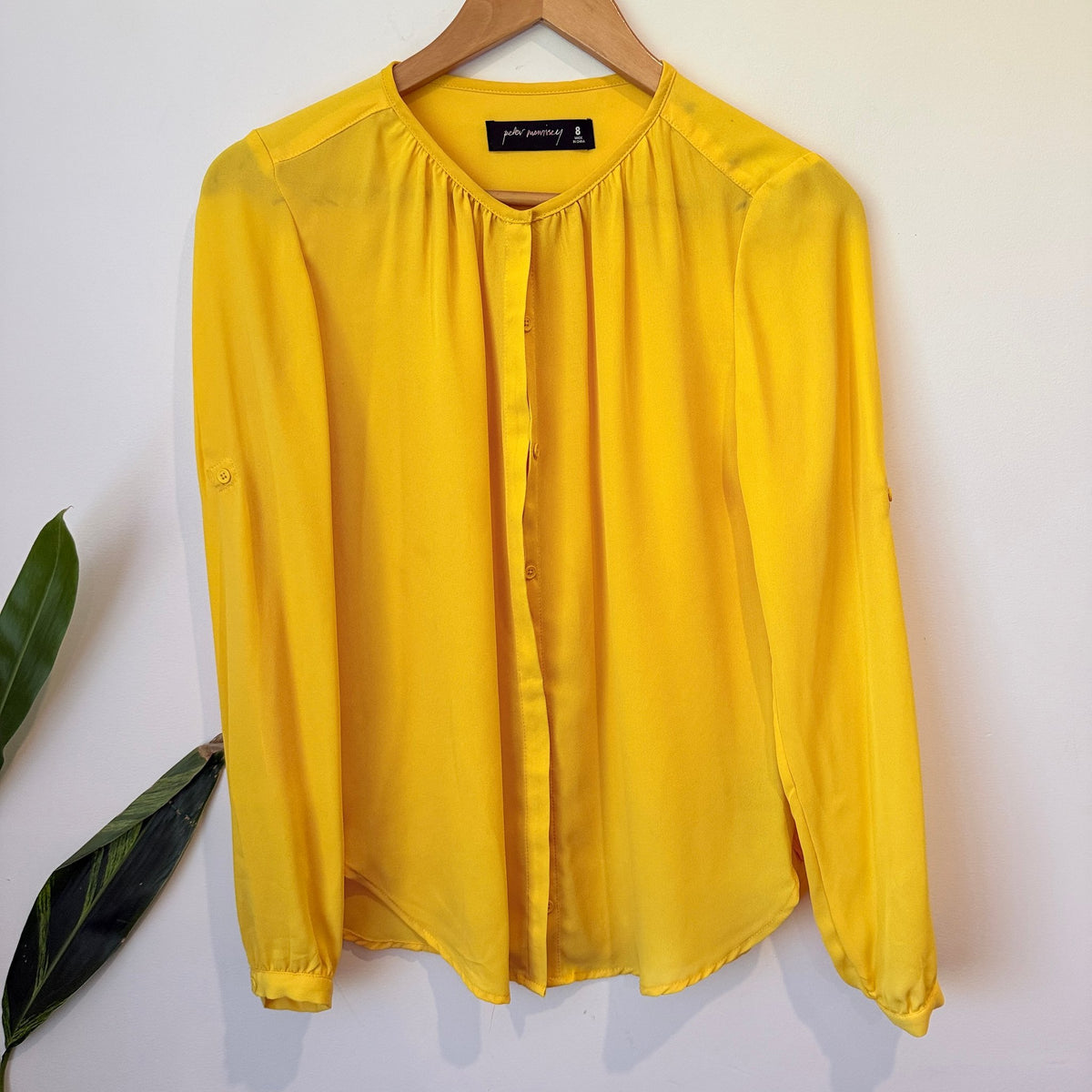 Peter Morrissey Mustard Yellow Button Front Blouse Size 8