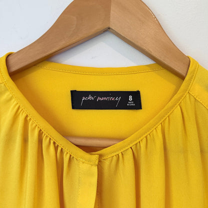 Peter Morrissey Mustard Yellow Button Front Blouse Size 8
