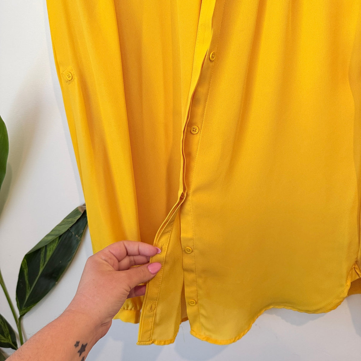 Peter Morrissey Mustard Yellow Button Front Blouse Size 8