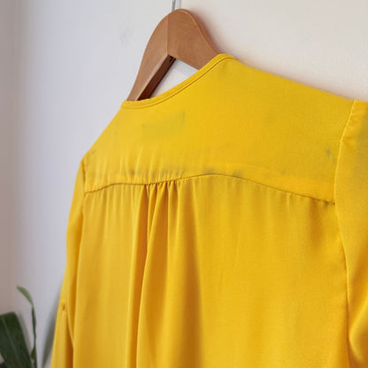 Peter Morrissey Mustard Yellow Button Front Blouse Size 8