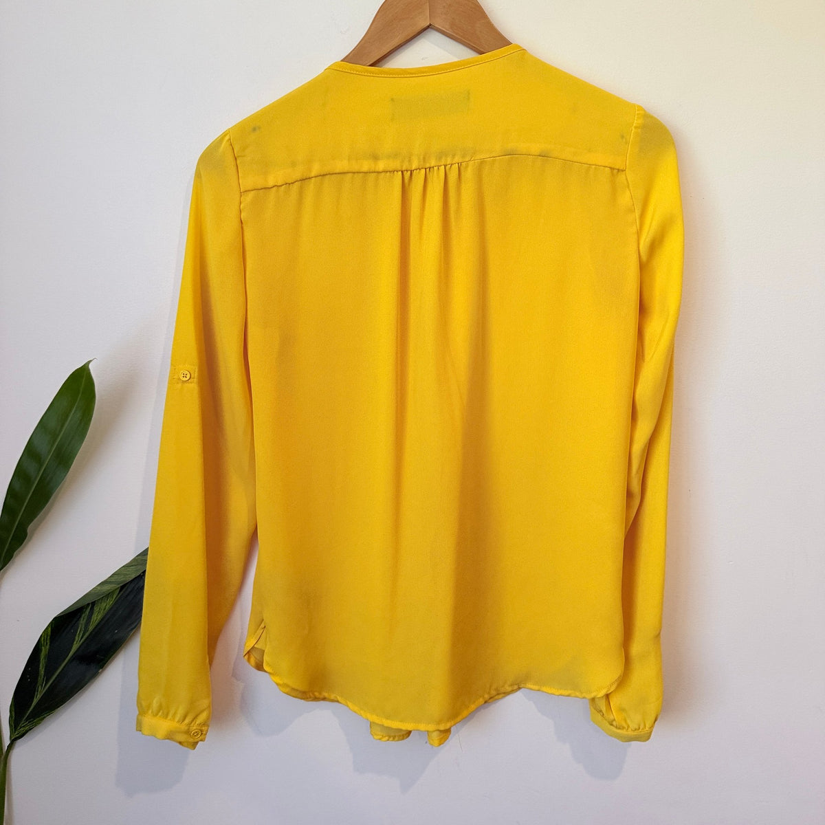 Peter Morrissey Mustard Yellow Button Front Blouse Size 8