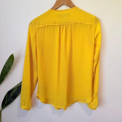 Peter Morrissey Mustard Yellow Button Front Blouse Size 8