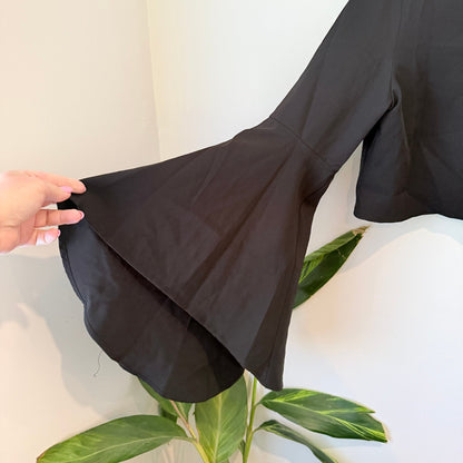 Runaway Black Bell Sleeve Crop Top Size L