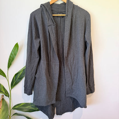 Silent Theory Charcoal Hooded Waterfall Cardigan Size 10
