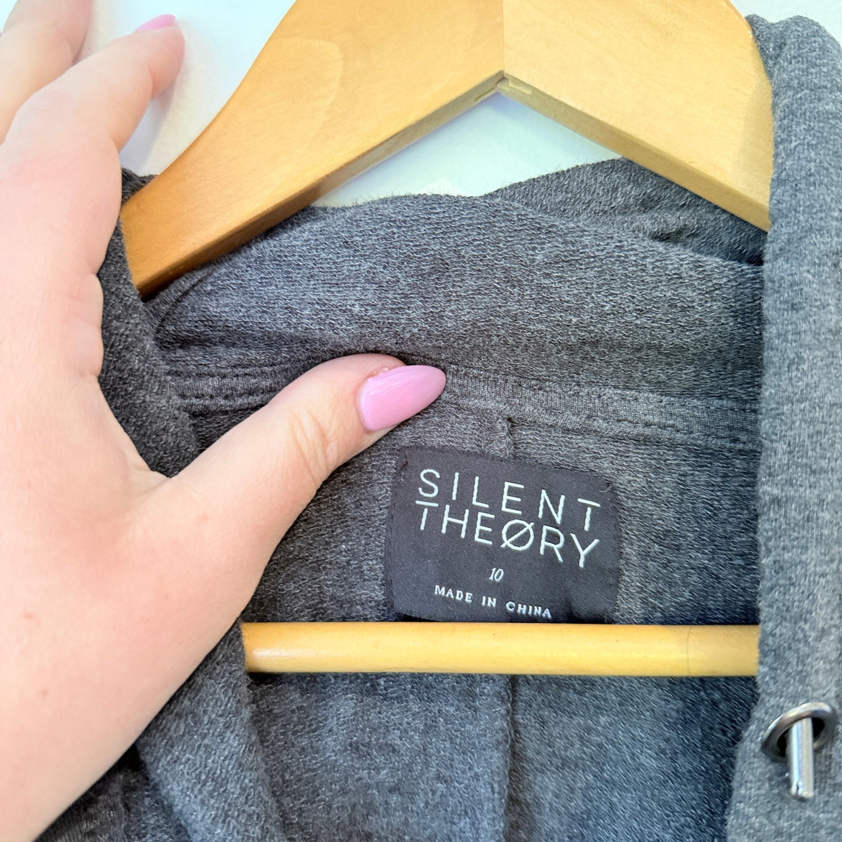 Silent Theory Charcoal Hooded Waterfall Cardigan Size 10