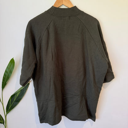 Mono Khaki Mock Neck Short Sleeve Sweatshirt Size U/Arm to U/Arm 68cm