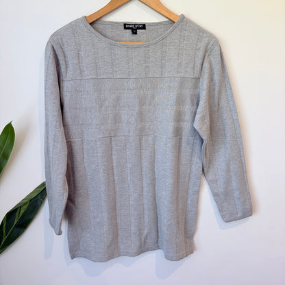 Banrie Sport Grey Ribbed Cotton Knit Jumper Size S | U/Arm to U/Arm 47cm