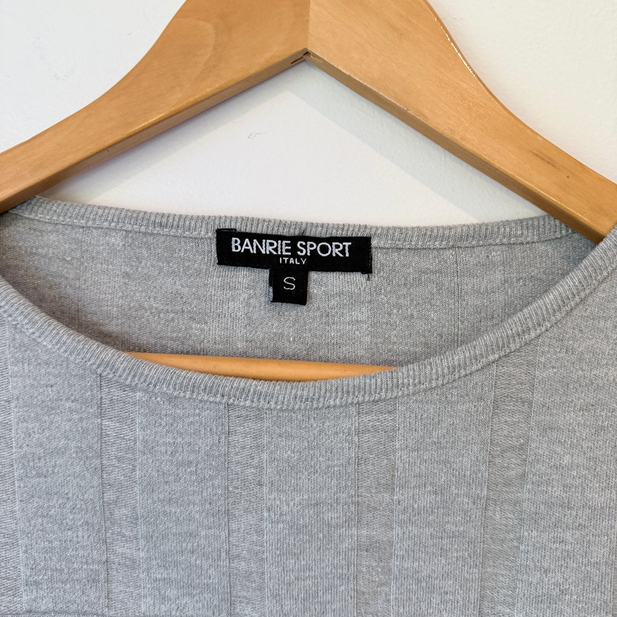 Banrie Sport Grey Ribbed Cotton Knit Jumper Size S | U/Arm to U/Arm 47cm