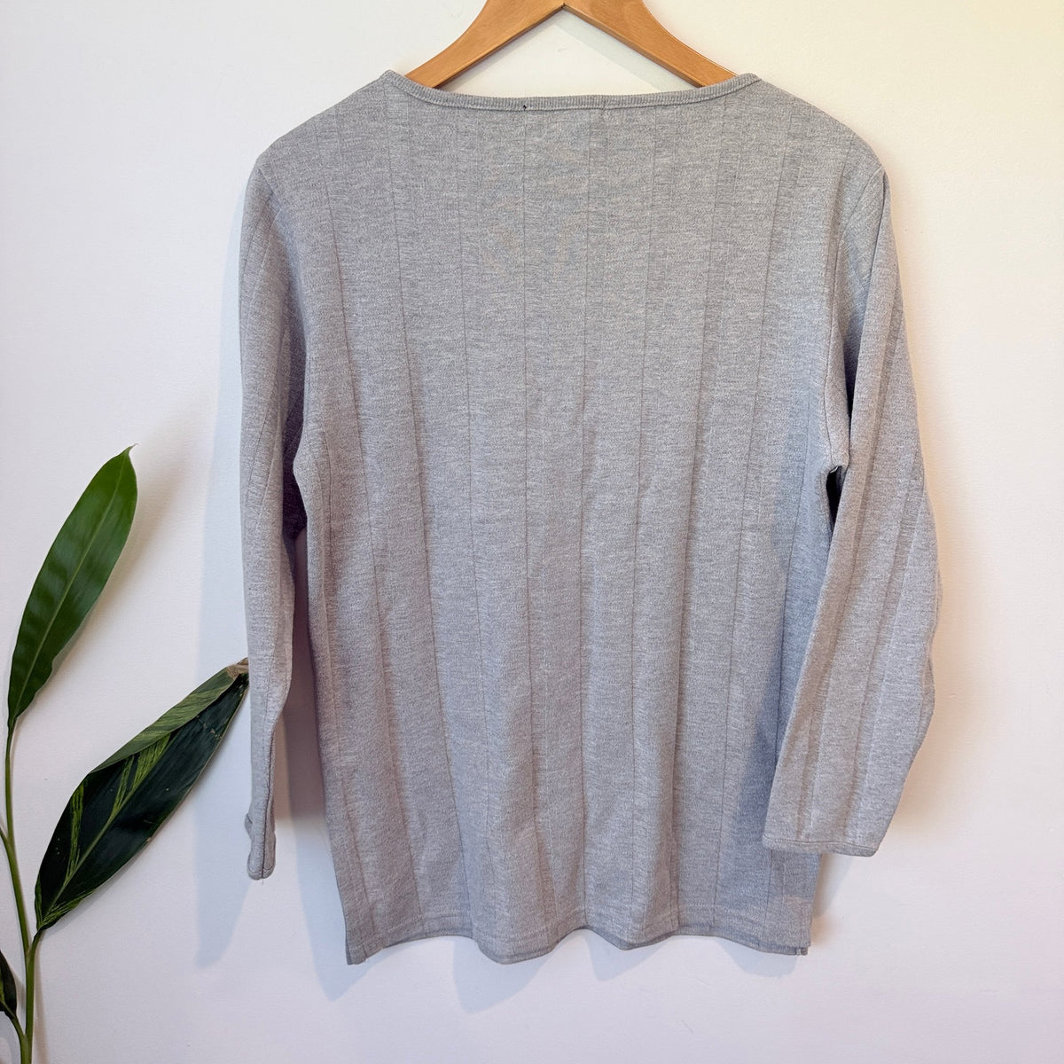 Banrie Sport Grey Ribbed Cotton Knit Jumper Size S | U/Arm to U/Arm 47cm