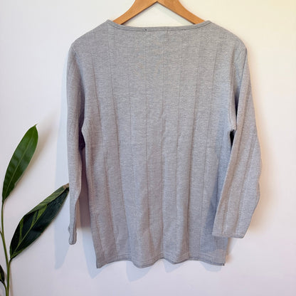 Banrie Sport Grey Ribbed Cotton Knit Jumper Size S | U/Arm to U/Arm 47cm