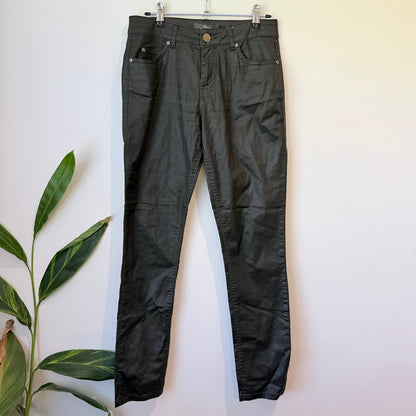 Max Black Coated Straight Leg Jeans Size 10