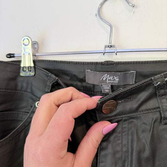 Max Black Coated Straight Leg Jeans Size 10