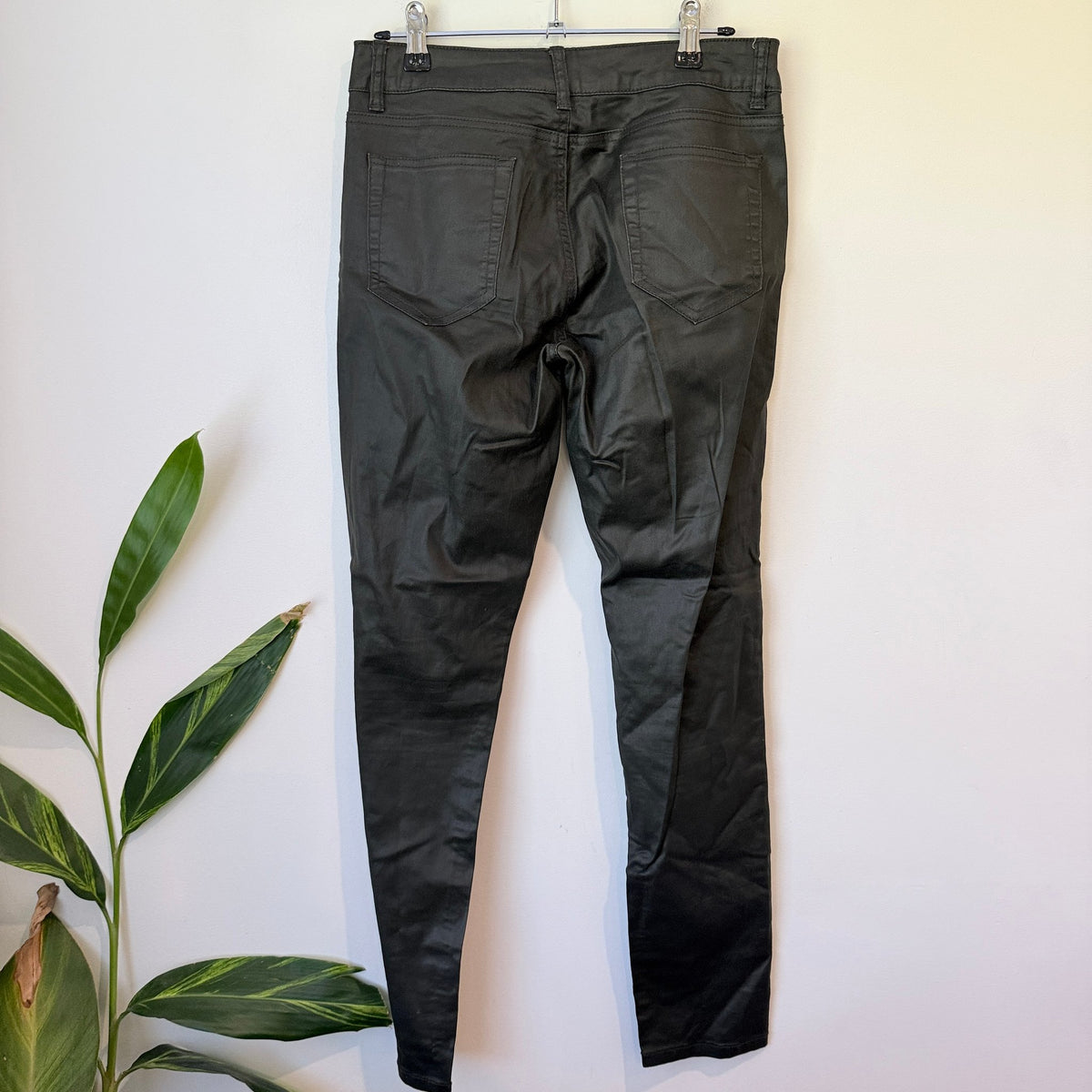 Max Black Coated Straight Leg Jeans Size 10