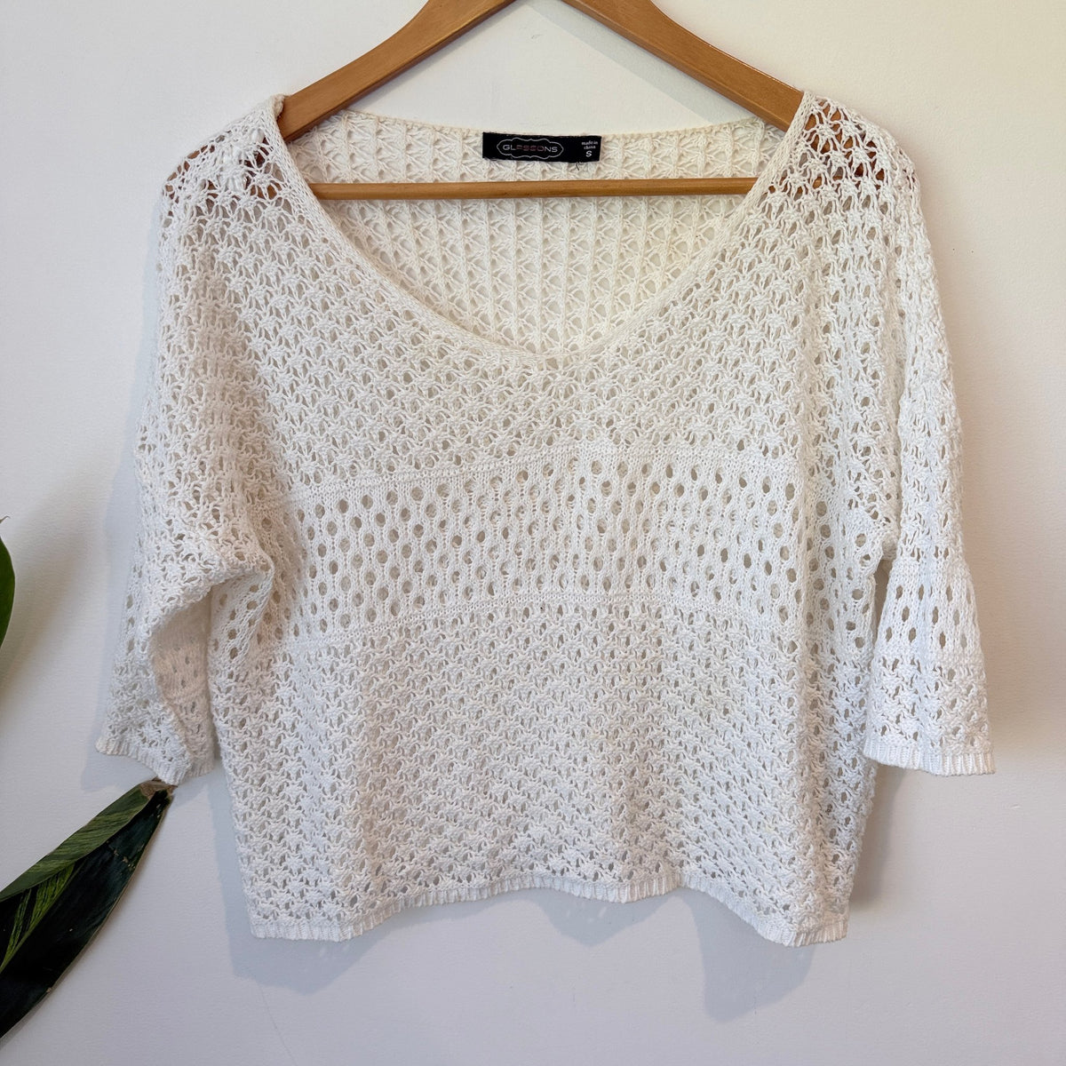 Glassons White Open Knit Crochet Jumper Size S
