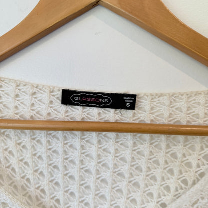 Glassons White Open Knit Crochet Jumper Size S